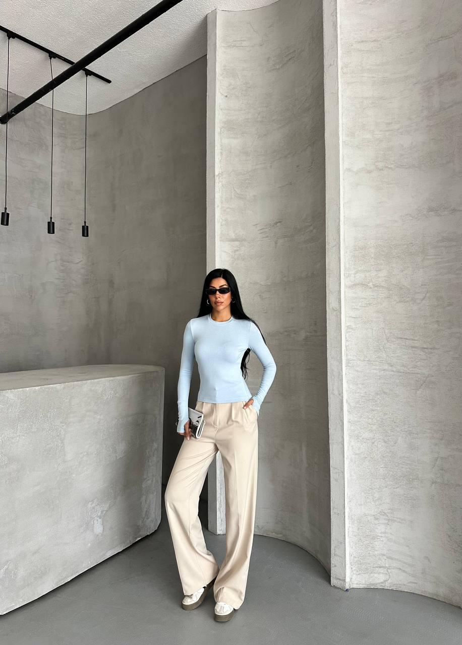 Mavi Parmak Geçirmeli Pamuklu Body